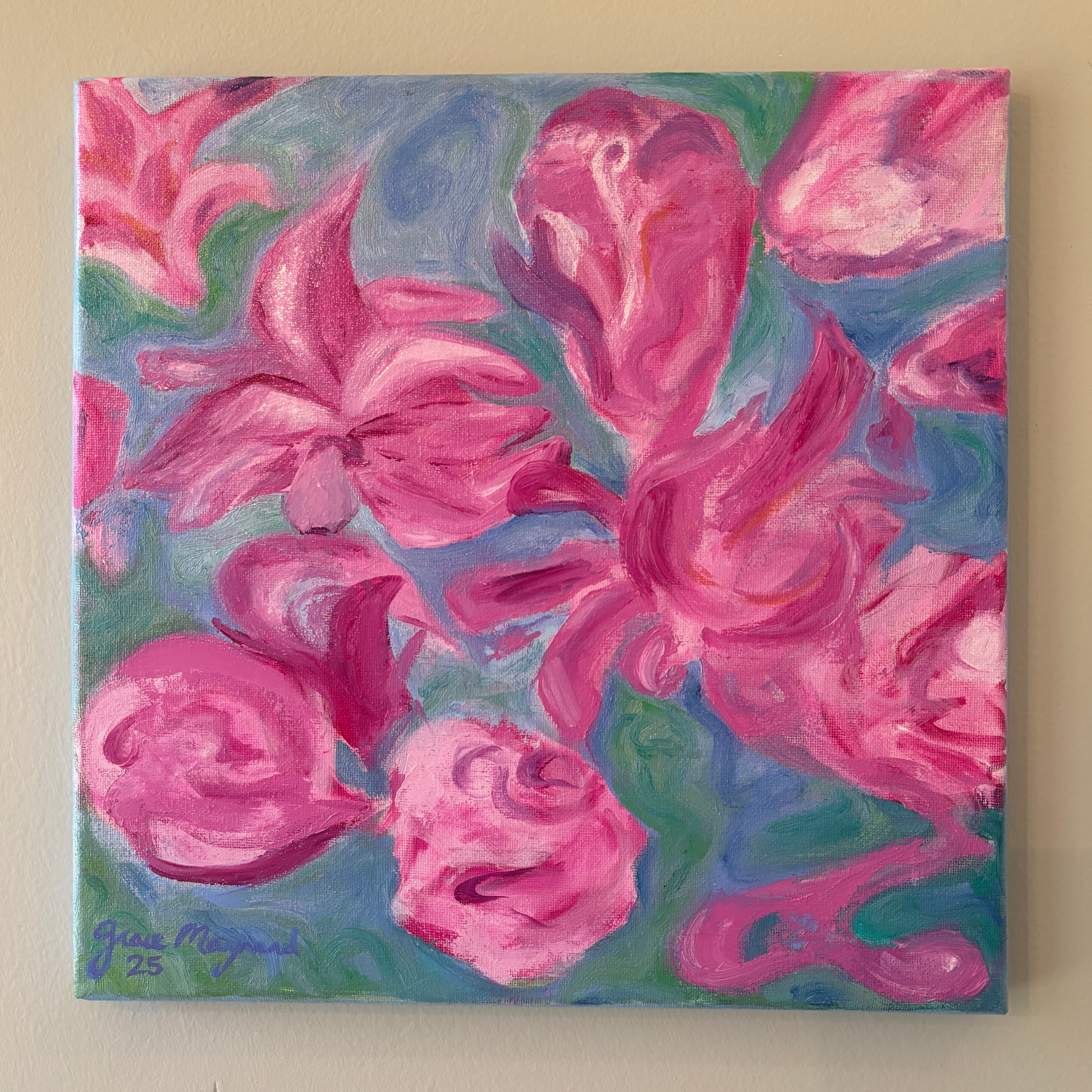 Water Lillies, 11” x 11” Oil on Canvas