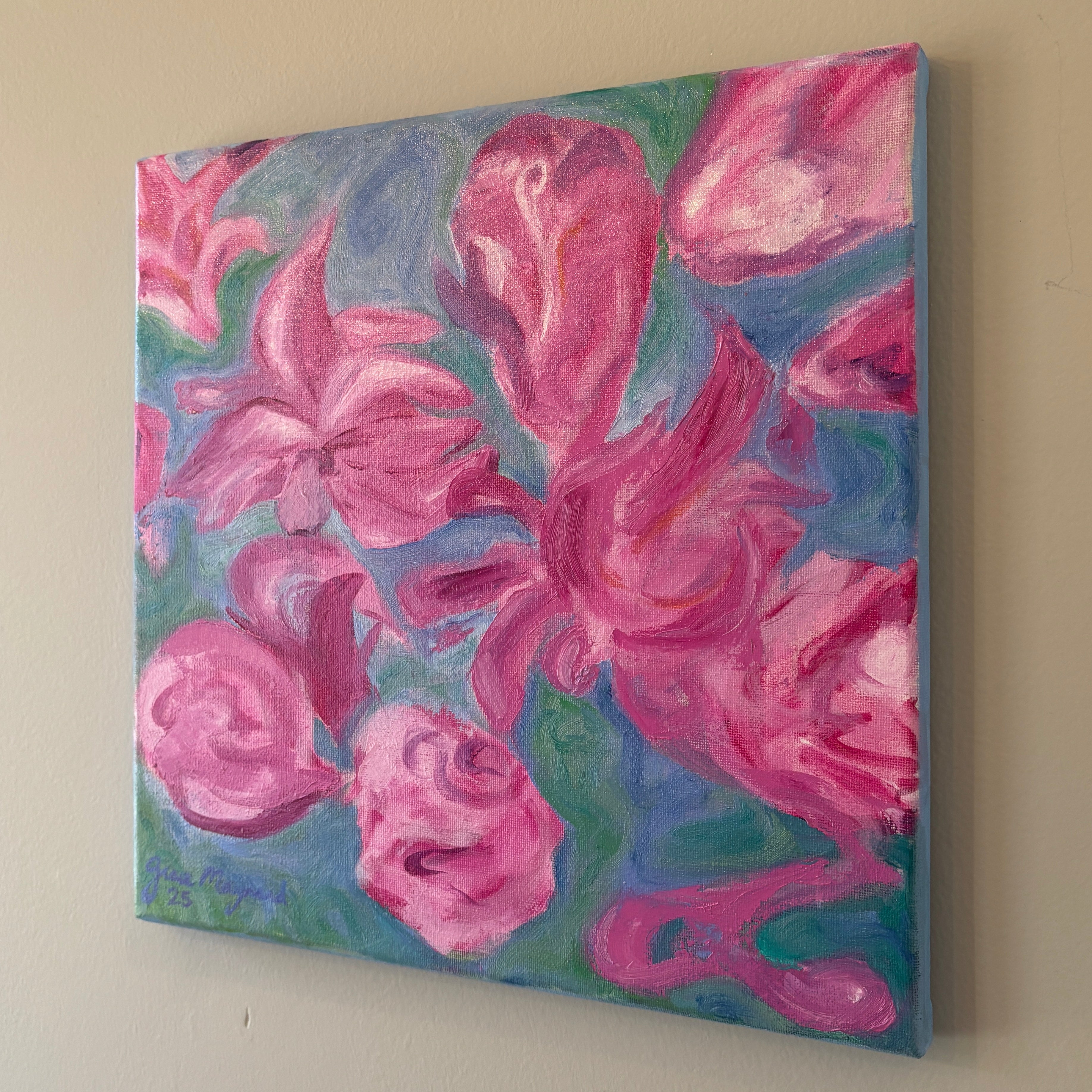 Water Lillies, 11” x 11” Oil on Canvas