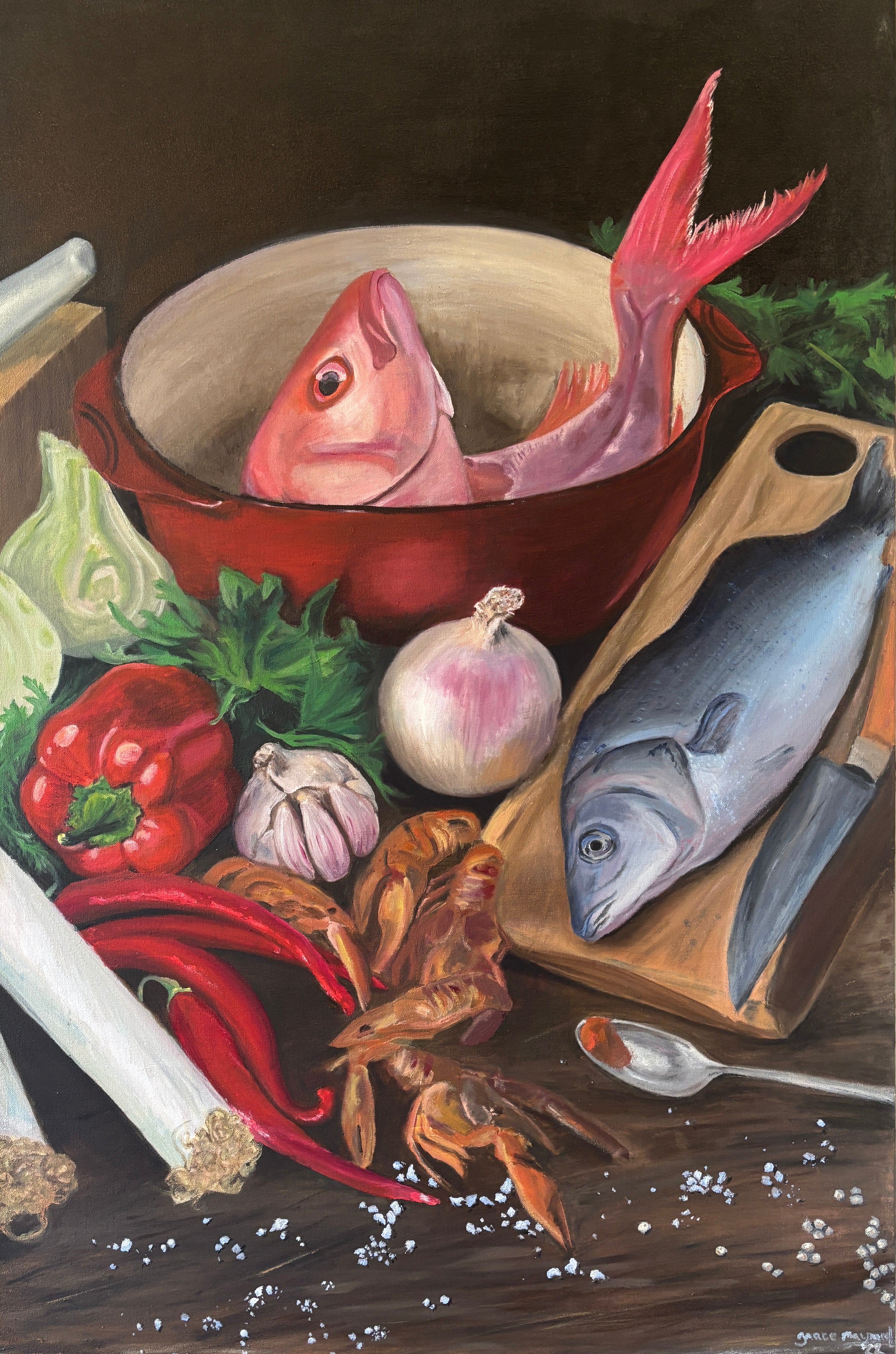 Peanut Butter and Jellyfish, 24” x 36” Oil on Canvas