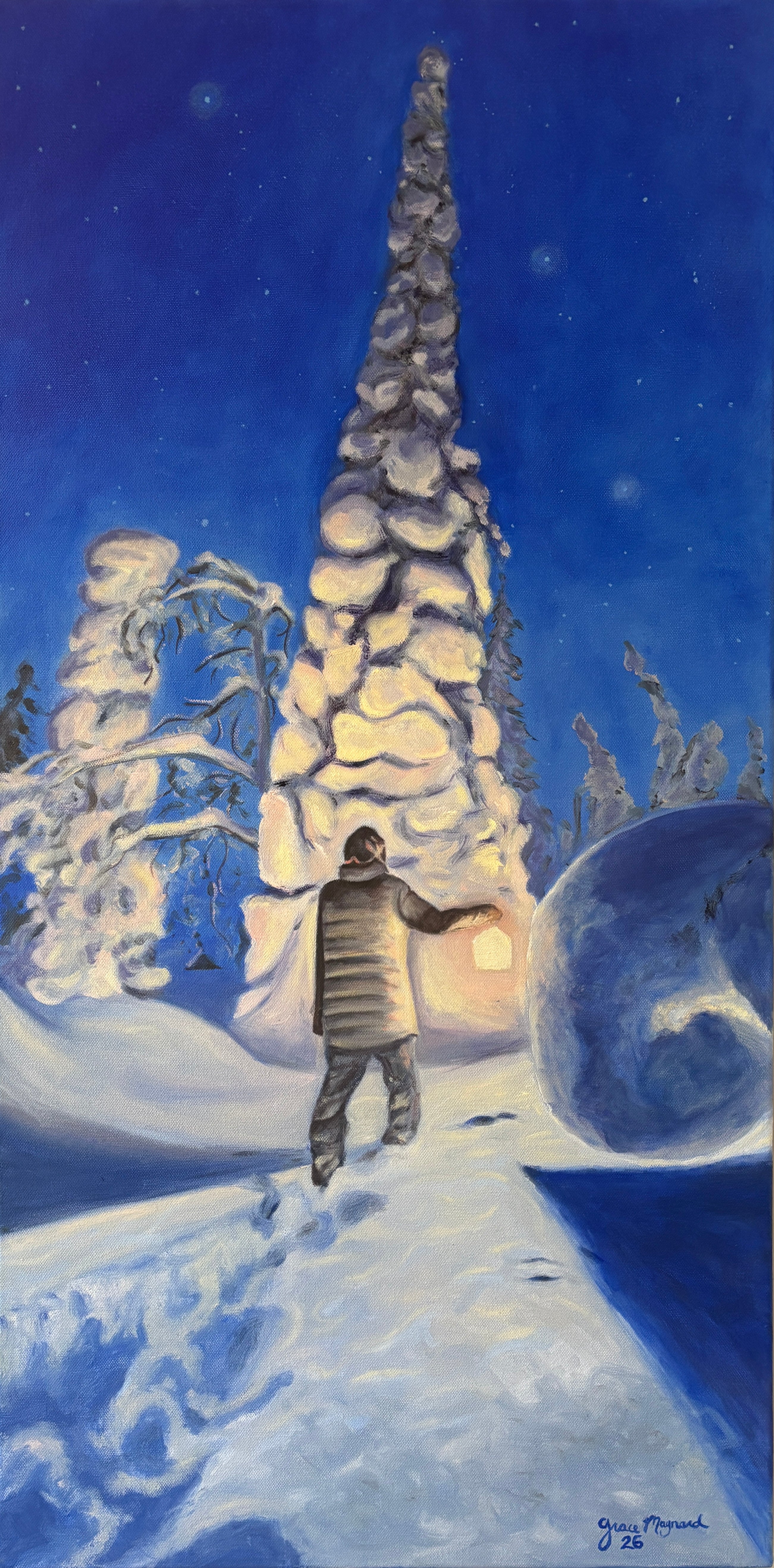 Winternight Journey, 18" x 36" Oil on Canvas