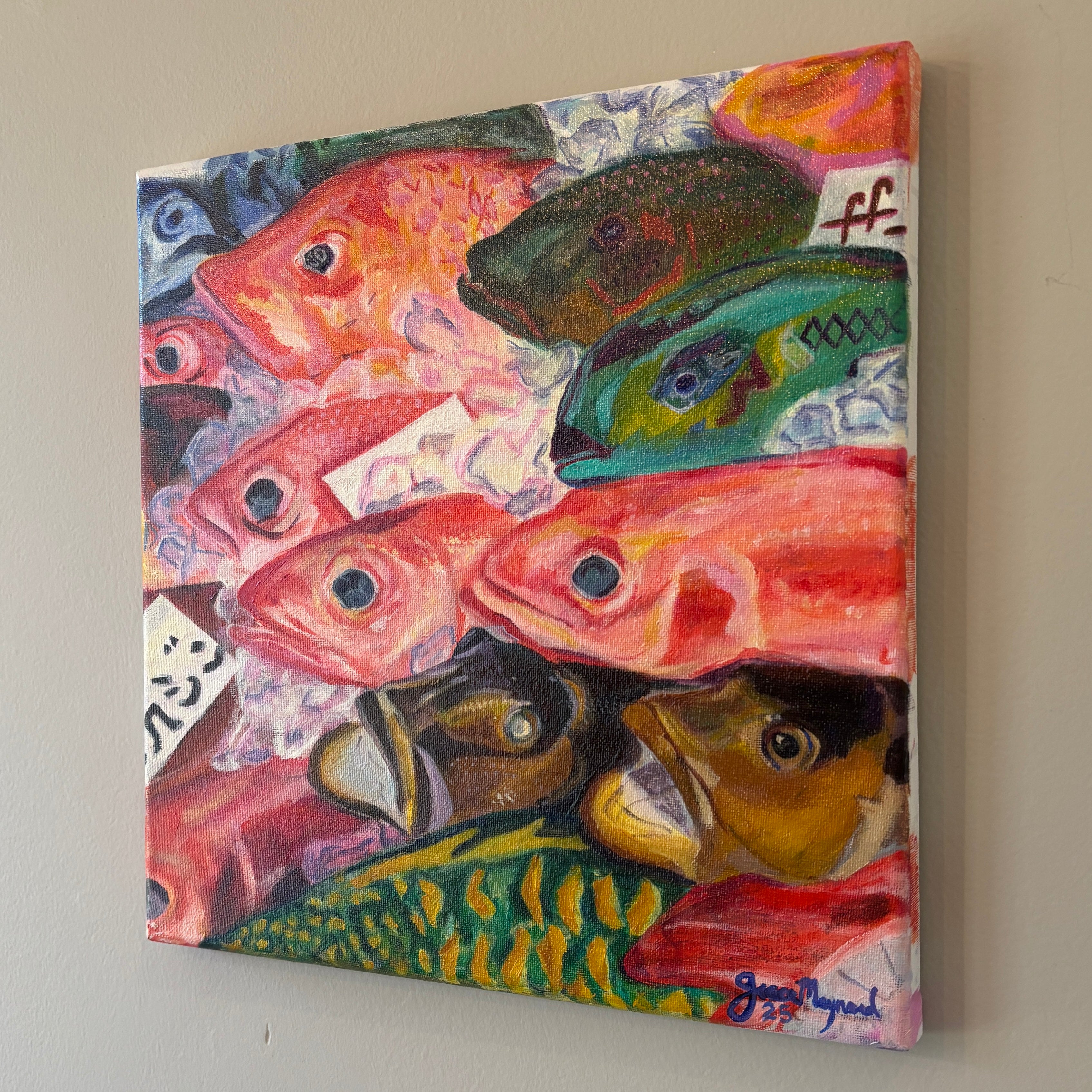 Fish Market, 11” x 11” Oil on Canvas