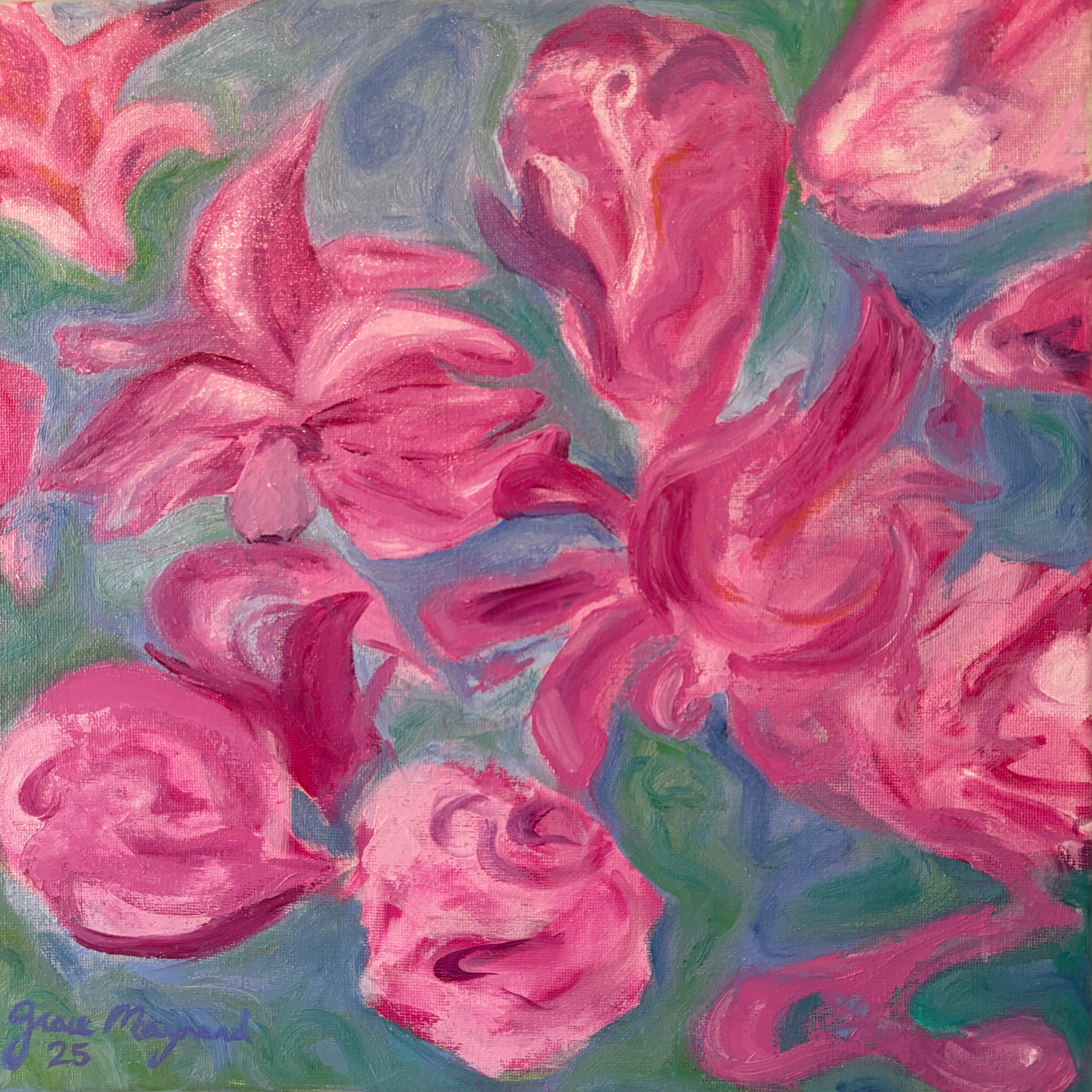 Water Lillies, 11” x 11” Oil on Canvas